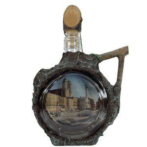 Vintage Austrian Decanter Glass Bottle Scenic Linz Tree Bark Design Cork Stopper